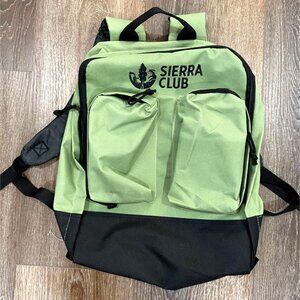 Vintage Sierra Club Green & Black Backpack With Dual Front Pockets Adjustable